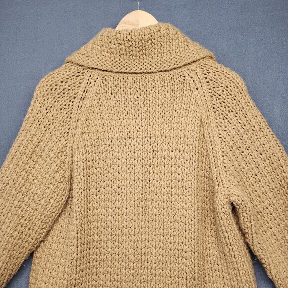 Vintage Handmade Sweater Cardigan Womens S/M Chunky Granny Grandma Neutral Tan - Picture 7 of 11